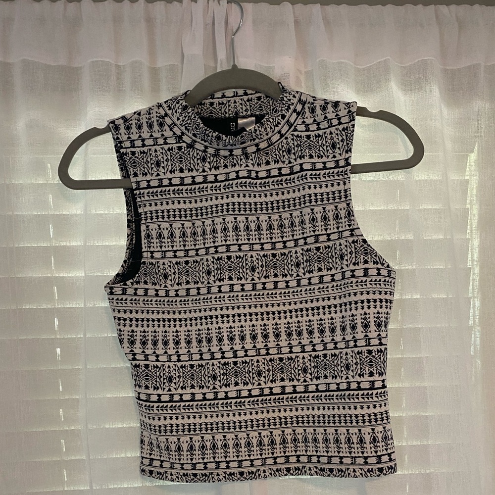 H&M Aztec Black and White Crop Tank